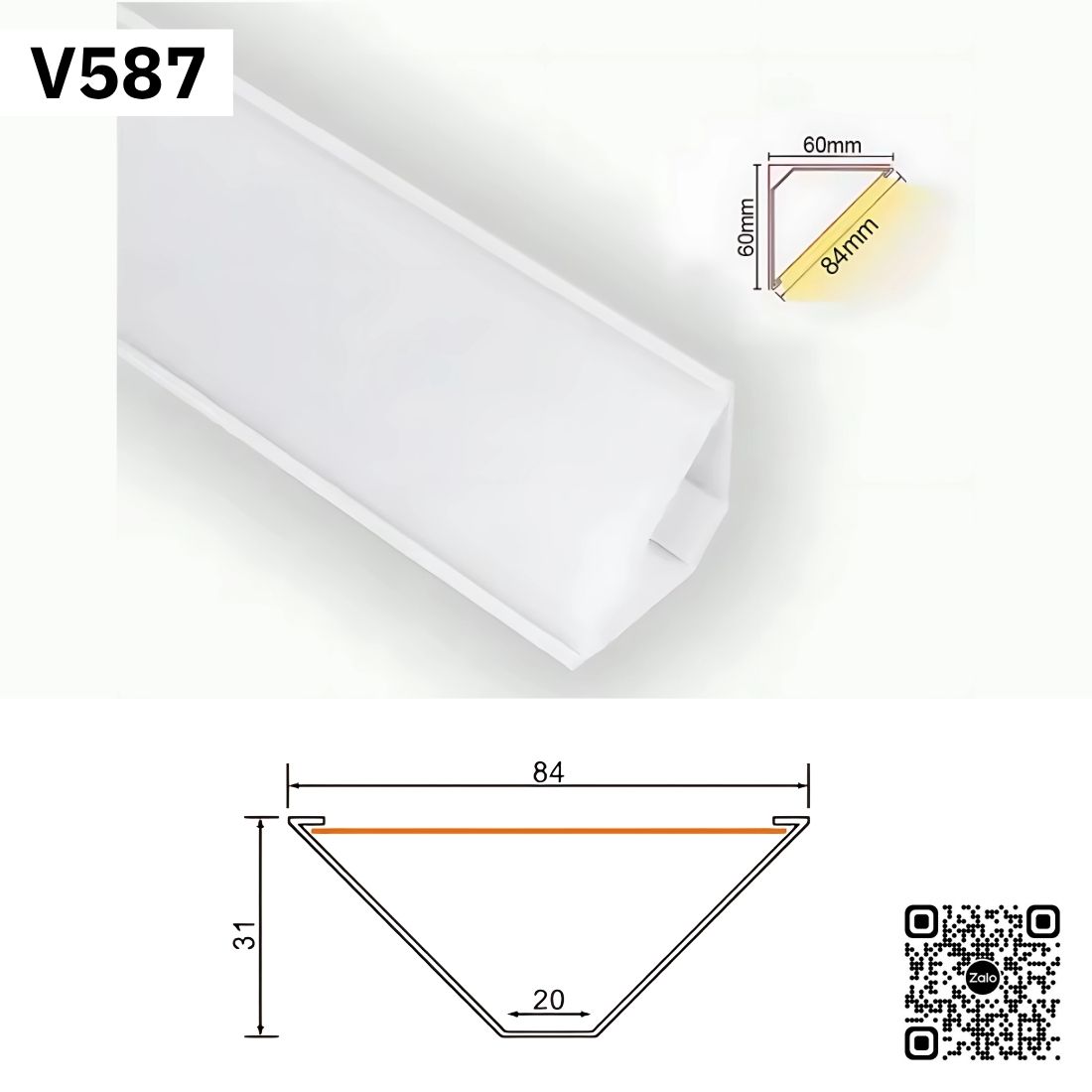 Thanh Nhôm Phào Chỉ Hắt Trần Lắp Nổi 2m | HT587